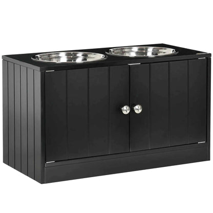 DB 2-in-1 Magnetic Door Dog Food Storage Cabinet & Portable Feeding Station Small Rectangular Steel for Outdoor Use Black - Needora