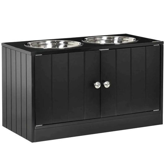 DB 2-in-1 Magnetic Door Dog Food Storage Cabinet & Portable Feeding Station Small Rectangular Steel for Outdoor Use Black - Needora