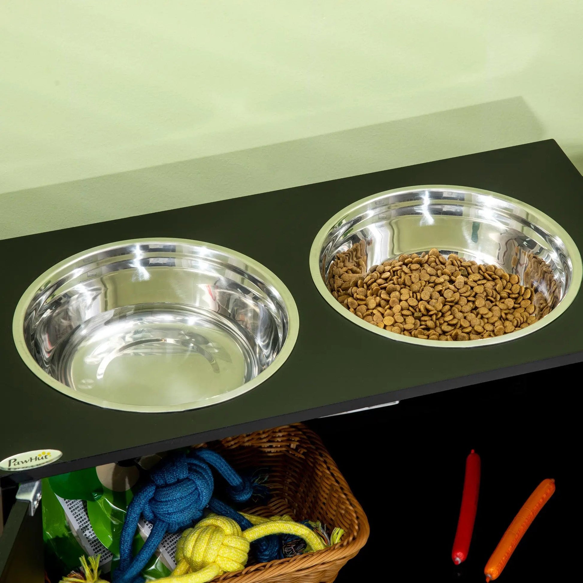 DB 2-in-1 Magnetic Door Dog Food Storage Cabinet & Portable Feeding Station Small Rectangular Steel for Outdoor Use Black - Needora