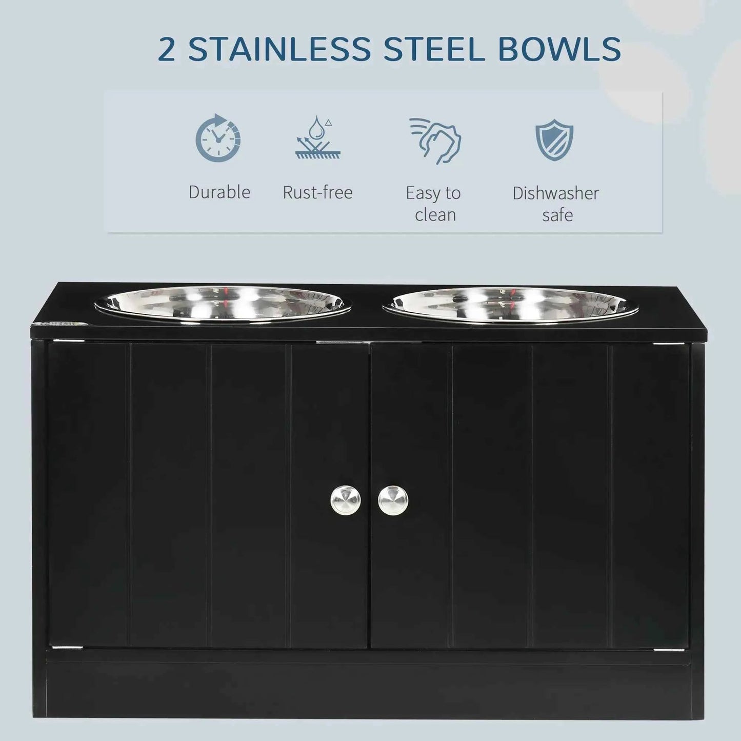 DB 2-in-1 Magnetic Door Dog Food Storage Cabinet & Portable Feeding Station Small Rectangular Steel for Outdoor Use Black - Needora