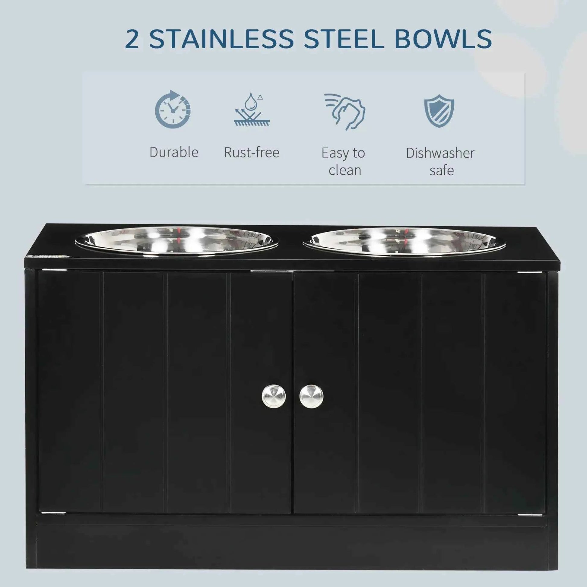 DB 2-in-1 Magnetic Door Dog Food Storage Cabinet & Portable Feeding Station Small Rectangular Steel for Outdoor Use Black - Needora