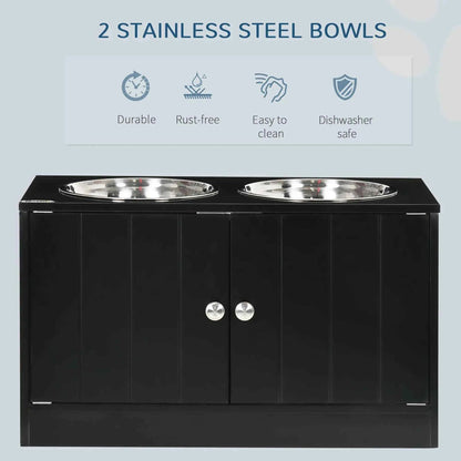 DB 2-in-1 Magnetic Door Dog Food Storage Cabinet & Portable Feeding Station Small Rectangular Steel for Outdoor Use Black - Needora
