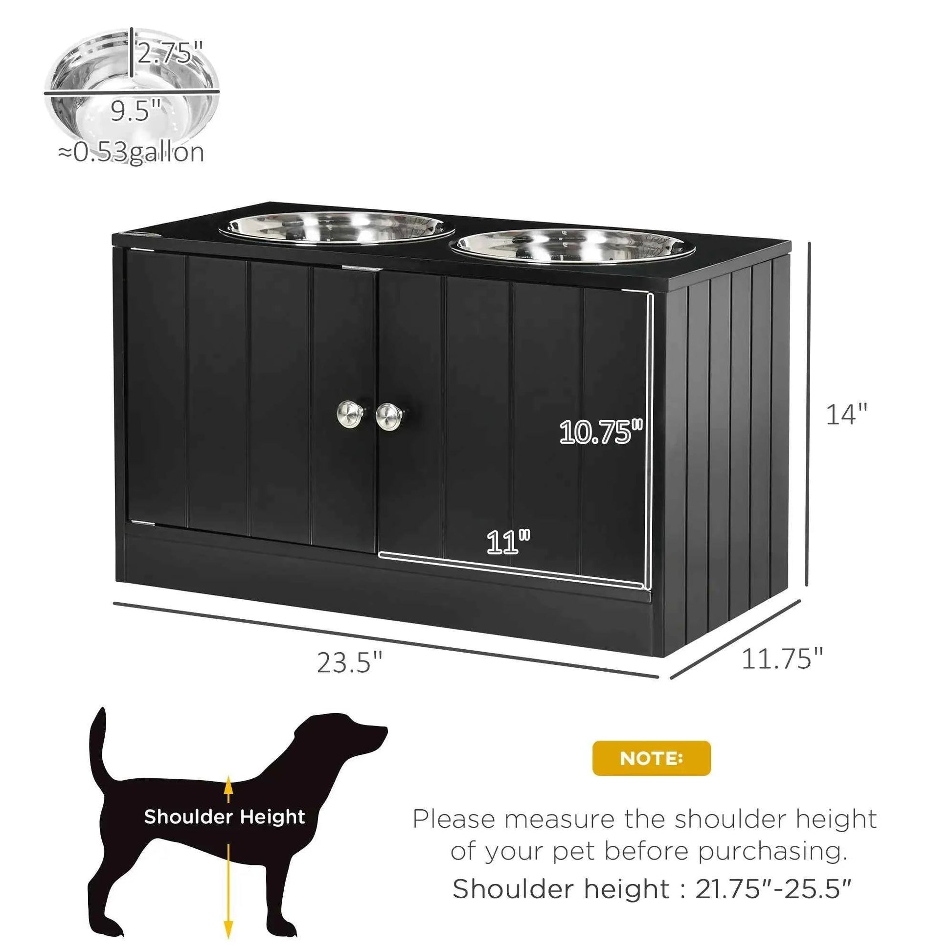 DB 2-in-1 Magnetic Door Dog Food Storage Cabinet & Portable Feeding Station Small Rectangular Steel for Outdoor Use Black - Needora
