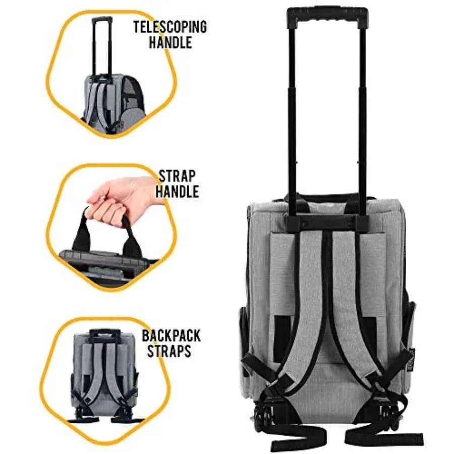 Deluxe Backpack Pet Travel Carrier with Double Wheels for Pets up to 10 Pounds - Approved by Most Airlines - Needora