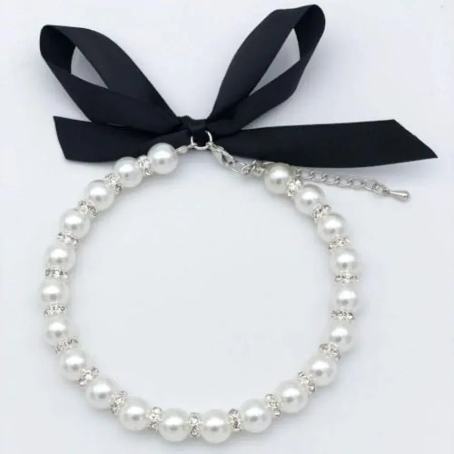 Diamond Pearl Dog Necklace – in-use lifestyle view