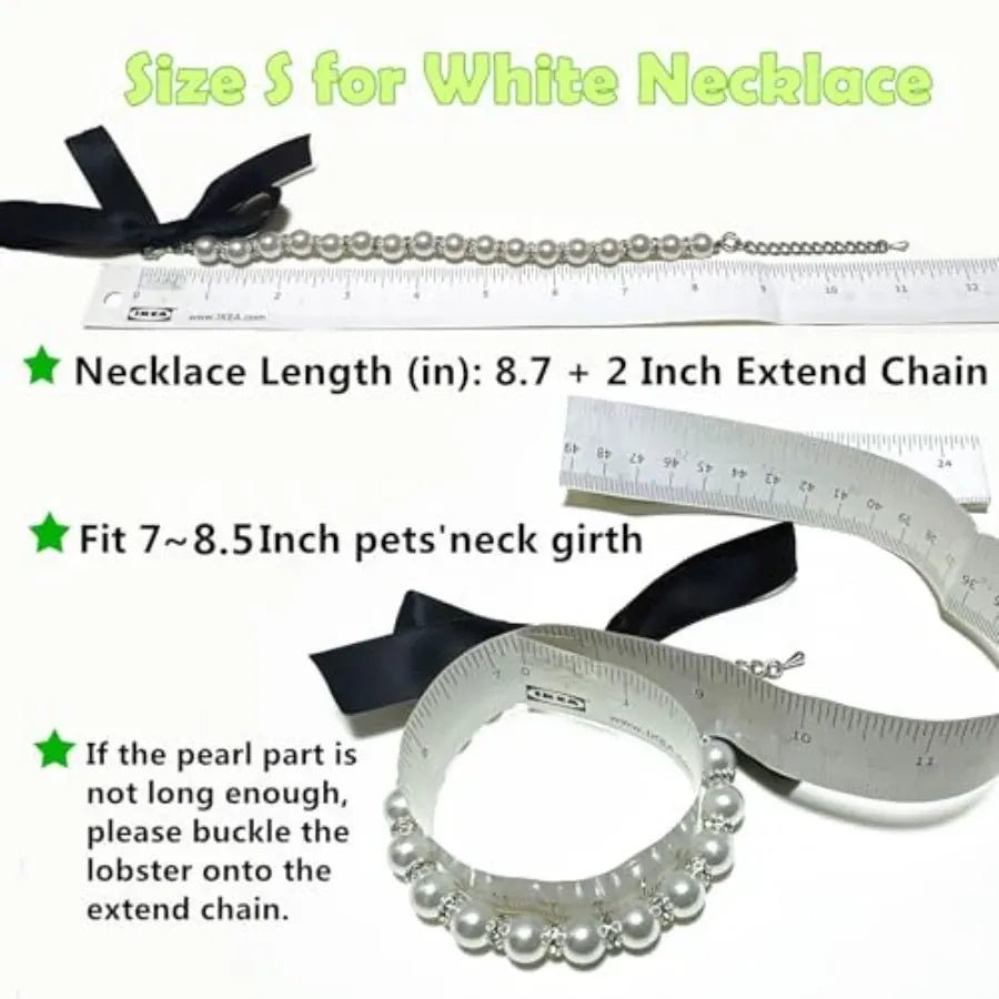 Diamond Pearl Dog Necklace – front angle view