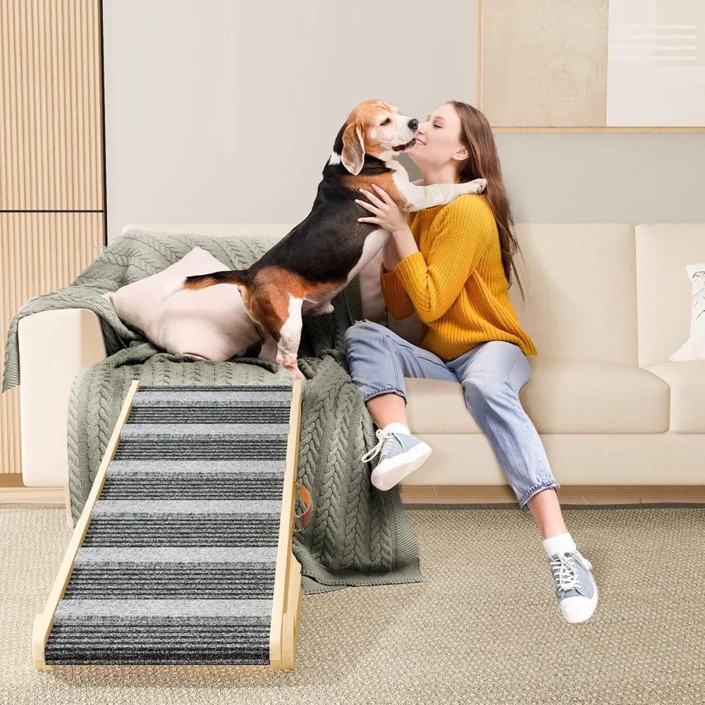 Dog Ramp, Portable Pet Ramp for Large Small Old Dogs Cats with 7 Adjustable Heights 11" to 26.6", Non-Slip High Traction Ramp - Needora