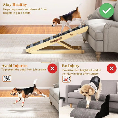 Dog Ramp, Portable Pet Ramp for Large Small Old Dogs Cats with 7 Adjustable Heights 11" to 26.6", Non-Slip High Traction Ramp - Needora
