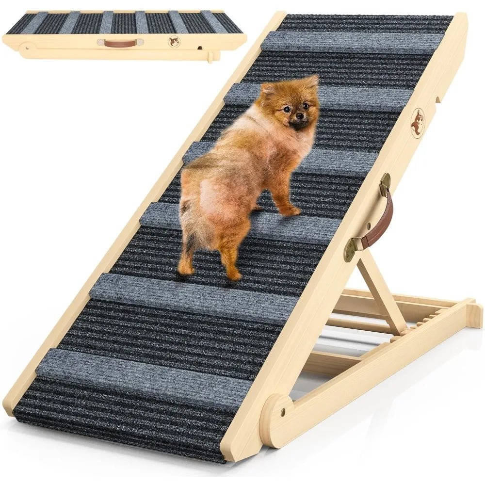 Dog Ramp, Portable Pet Ramp for Large Small Old Dogs Cats with 7 Adjustable Heights 11" to 26.6", Non-Slip High Traction Ramp - Needora