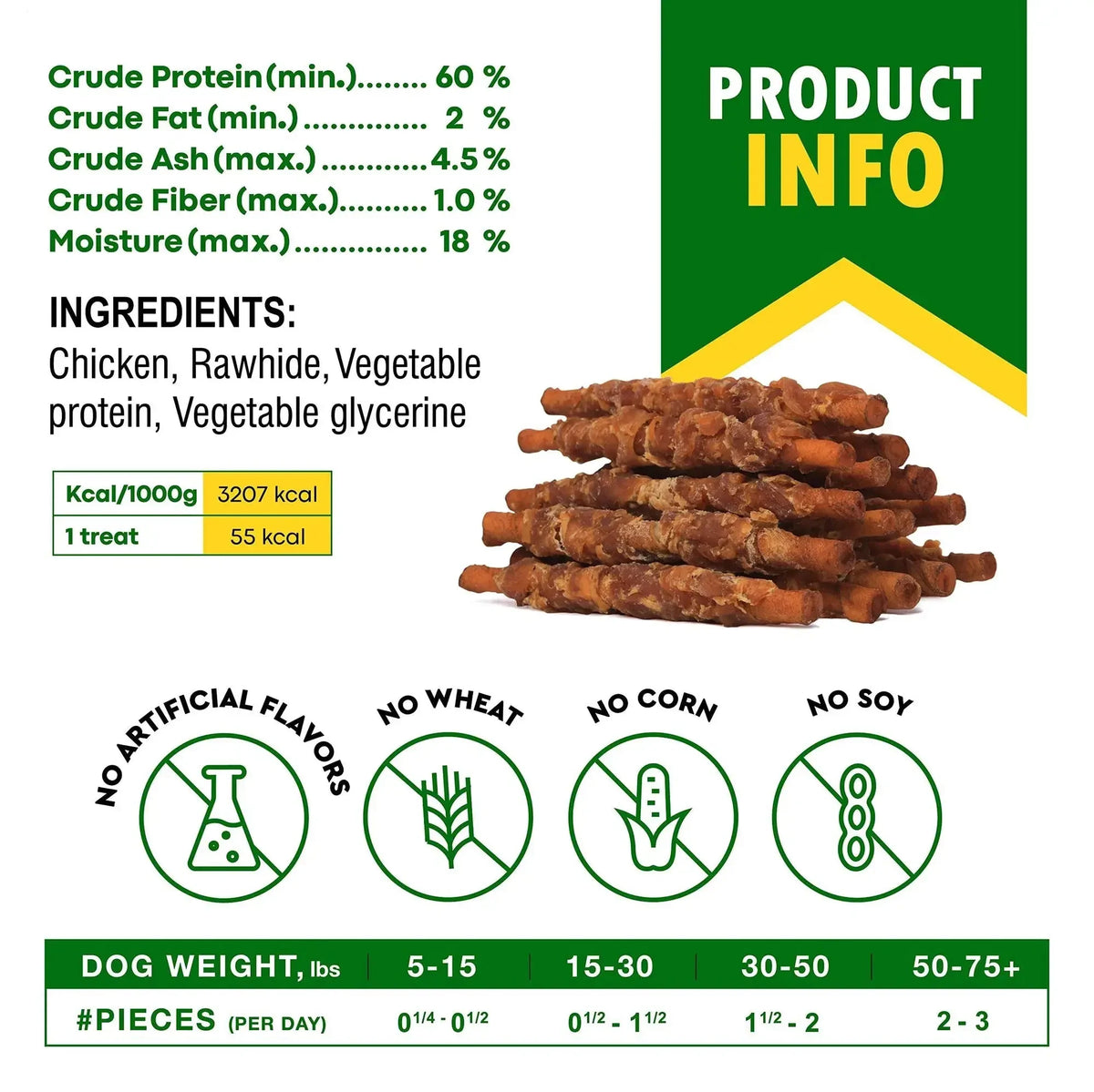 Dog Smoked Rawhide Sticks Wrapped Chicken Pet Natural Chew Treats Grain Free Organic Meat Healthy Human Grade Dried Snacks In Bulk - Needora