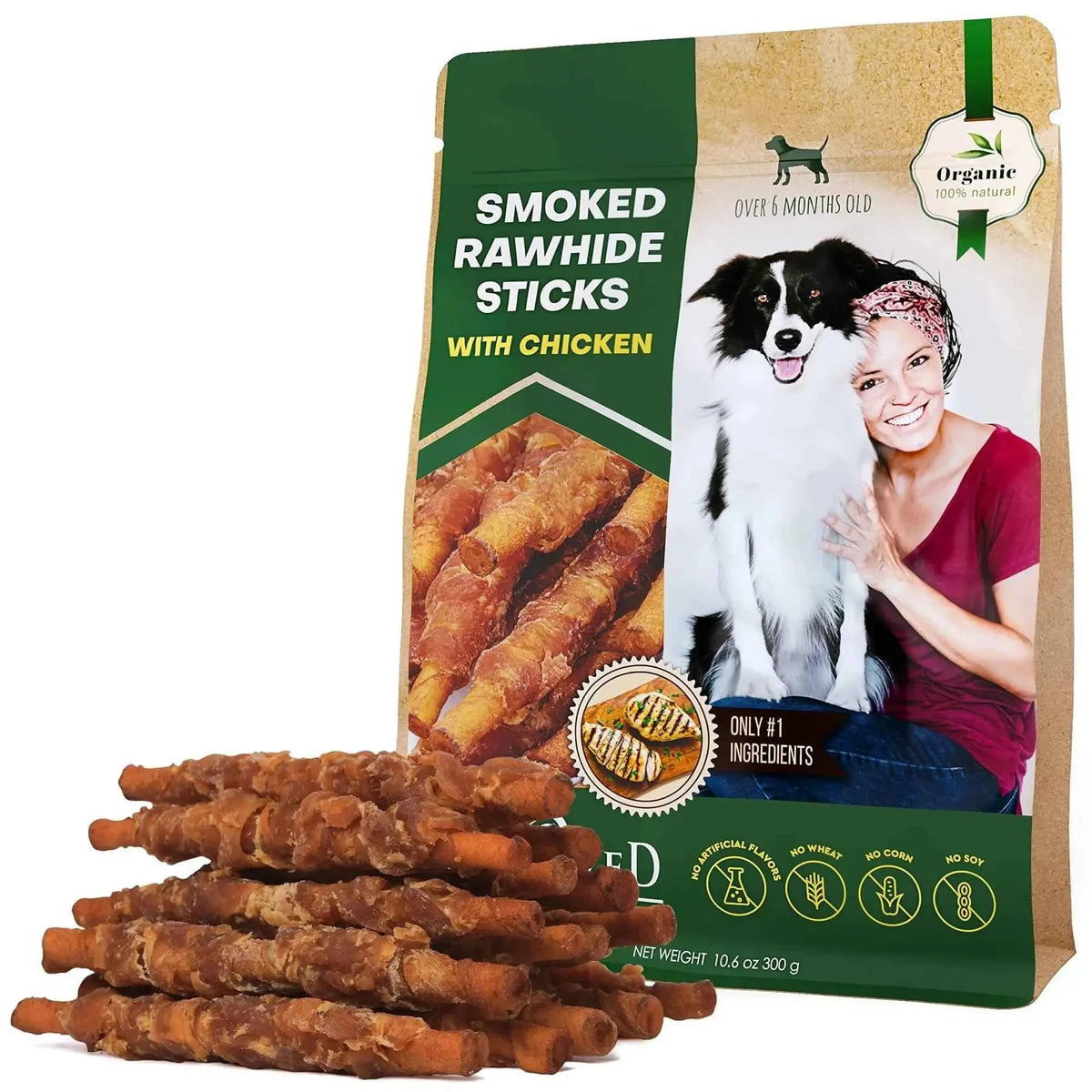 Dog Smoked Rawhide Sticks Wrapped Chicken Pet Natural Chew Treats Grain Free Organic Meat Healthy Human Grade Dried Snacks In Bulk - Needora