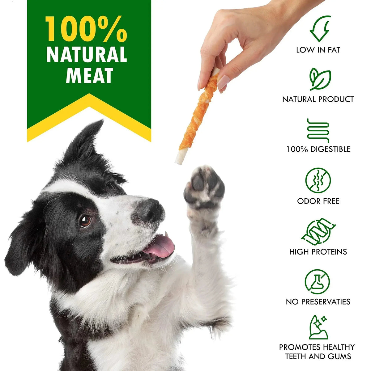 Dog Sticks Wrapped With Chicken & Pet Natural Chew Treats Grain Free Organic Meat & Human Grade Dried Snacks In Bulk For Training Small & Large Dogs - Needora