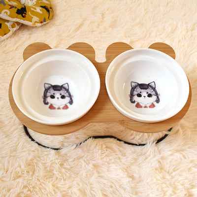 Spine Protection Bowl Holder for Cat Food and Water