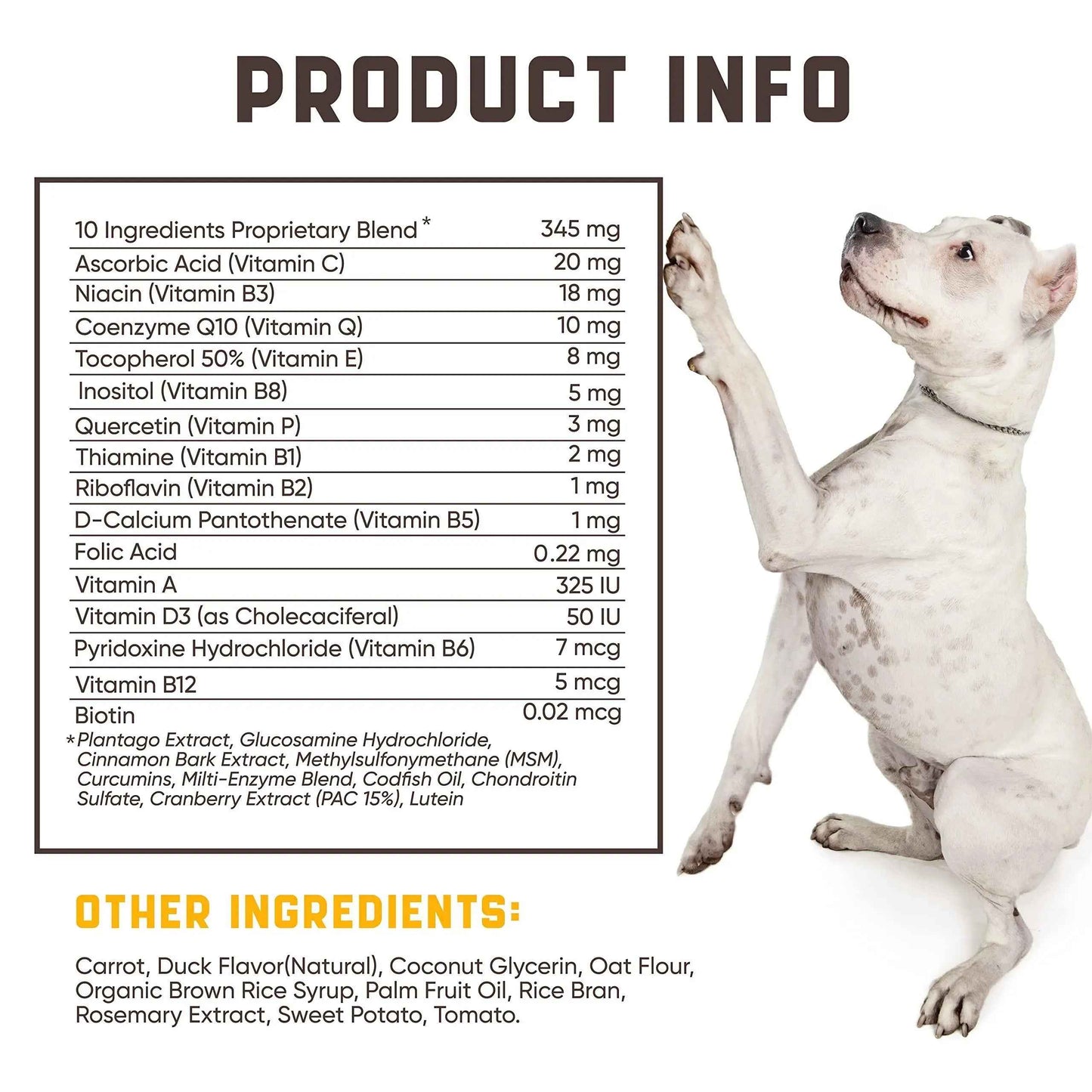 20in1 Dog Multivitamin Supplements  Immunity, Digestion, Joint and Heart Health Support  Natural Dog Vitamins with Biotin, Msm, Cranberry, Glucosamine for Dogs  180 Chews