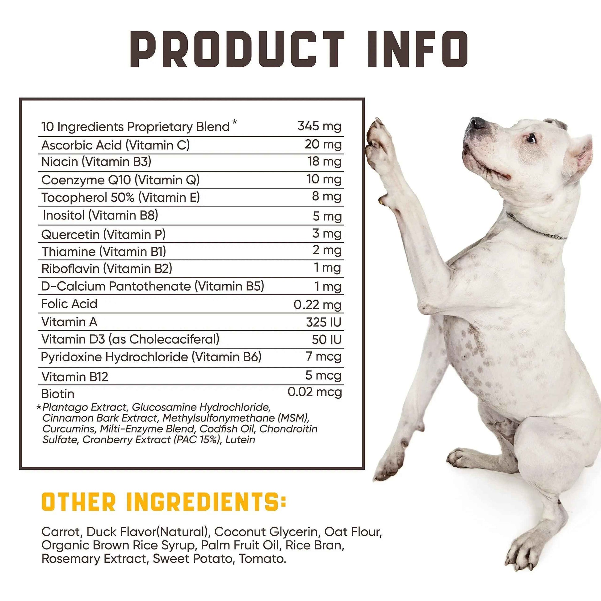 20in1 Dog Multivitamin Supplements  Immunity, Digestion, Joint and Heart Health Support  Natural Dog Vitamins with Biotin, Msm, Cranberry, Glucosamine for Dogs  180 Chews