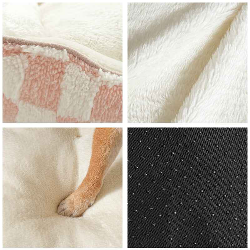 Thickened Warm Plaid Dog Bed Soft PP Cotton Cozy Winter Pet Sleeping Cushion