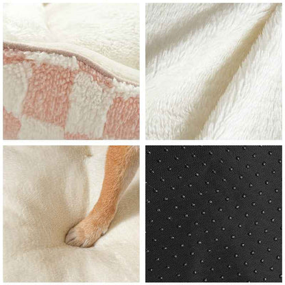 Thickened Warm Plaid Dog Bed Soft PP Cotton Cozy Winter Pet Sleeping Cushion