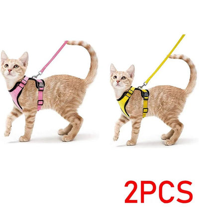 Easy Control Escape Proof Cat Harness and Leash - Soft Adjustable Vest Harnesses for Walking Cats MXQQY01 - Needora