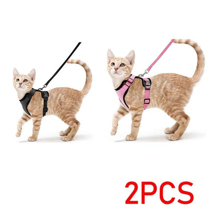 Easy Control Escape Proof Cat Harness and Leash - Soft Adjustable Vest Harnesses for Walking Cats MXQQY01 - Needora