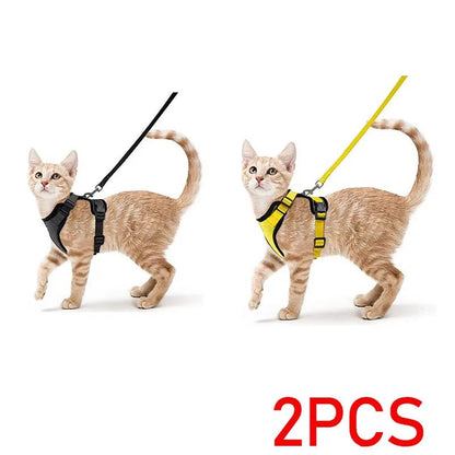 Easy Control Escape Proof Cat Harness and Leash - Soft Adjustable Vest Harnesses for Walking Cats MXQQY01 - Needora