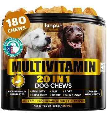 20in1 Dog Multivitamin Supplements  Immunity, Digestion, Joint and Heart Health Support  Natural Dog Vitamins with Biotin, Msm, Cranberry, Glucosamine for Dogs  180 Chews
