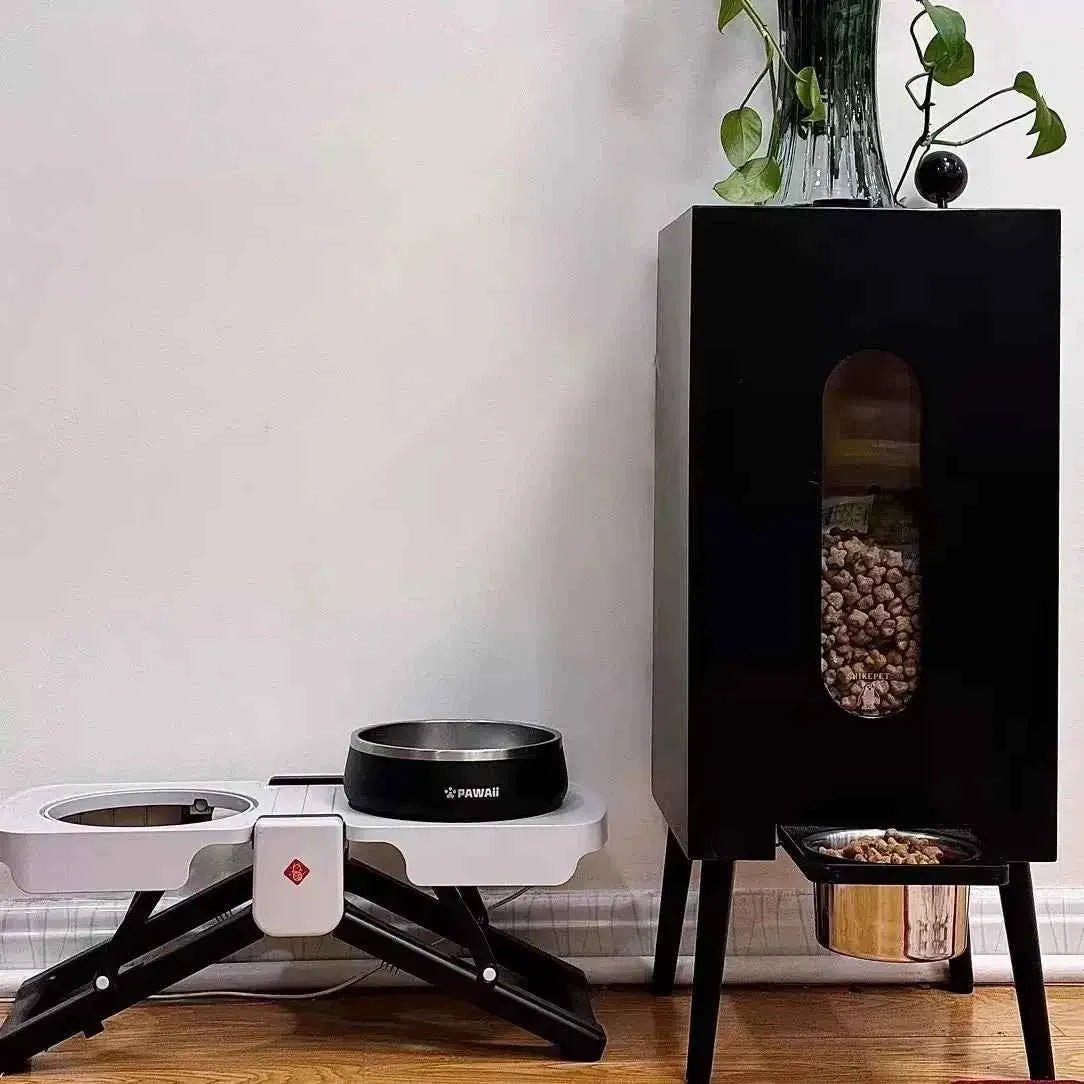 Elevated Wooden Cat Feeder Stand – front angle view