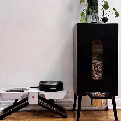 Elevated Wooden Cat Feeder Stand – front angle view