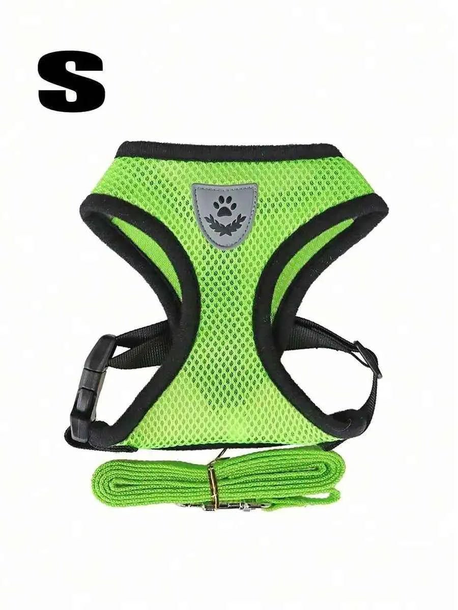 Escape-Proof Adjustable Harness & Leash Set, Breathable Mesh Collar For Small Dogs & Cats, No-Pull Pet Walking Vest - Needora