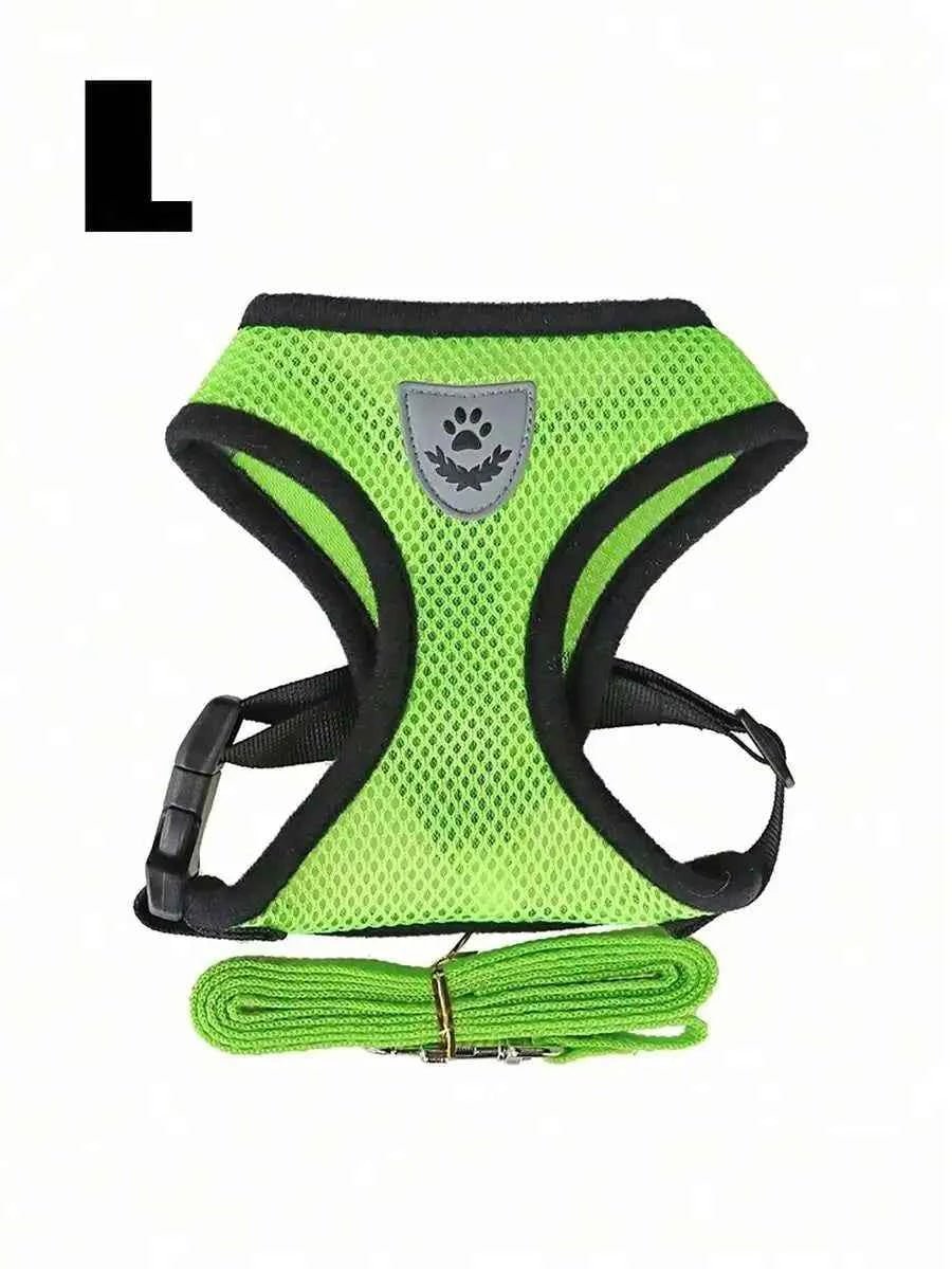 Escape-Proof Adjustable Harness & Leash Set, Breathable Mesh Collar For Small Dogs & Cats, No-Pull Pet Walking Vest - Needora