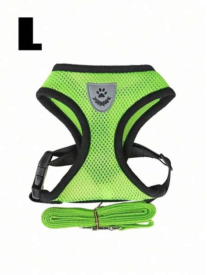 Escape-Proof Adjustable Harness & Leash Set, Breathable Mesh Collar For Small Dogs & Cats, No-Pull Pet Walking Vest - Needora