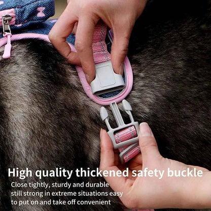 Escape Proof Dog Harness with Backpack, , Reflective Harness Vest with Padded Handle for Medium Dogs Walking, Training, and Runn - Needora
