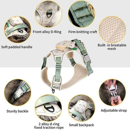 Escape Proof Dog Harness with Backpack, , Reflective Harness Vest with Padded Handle for Medium Dogs Walking, Training, and Runn - Needora