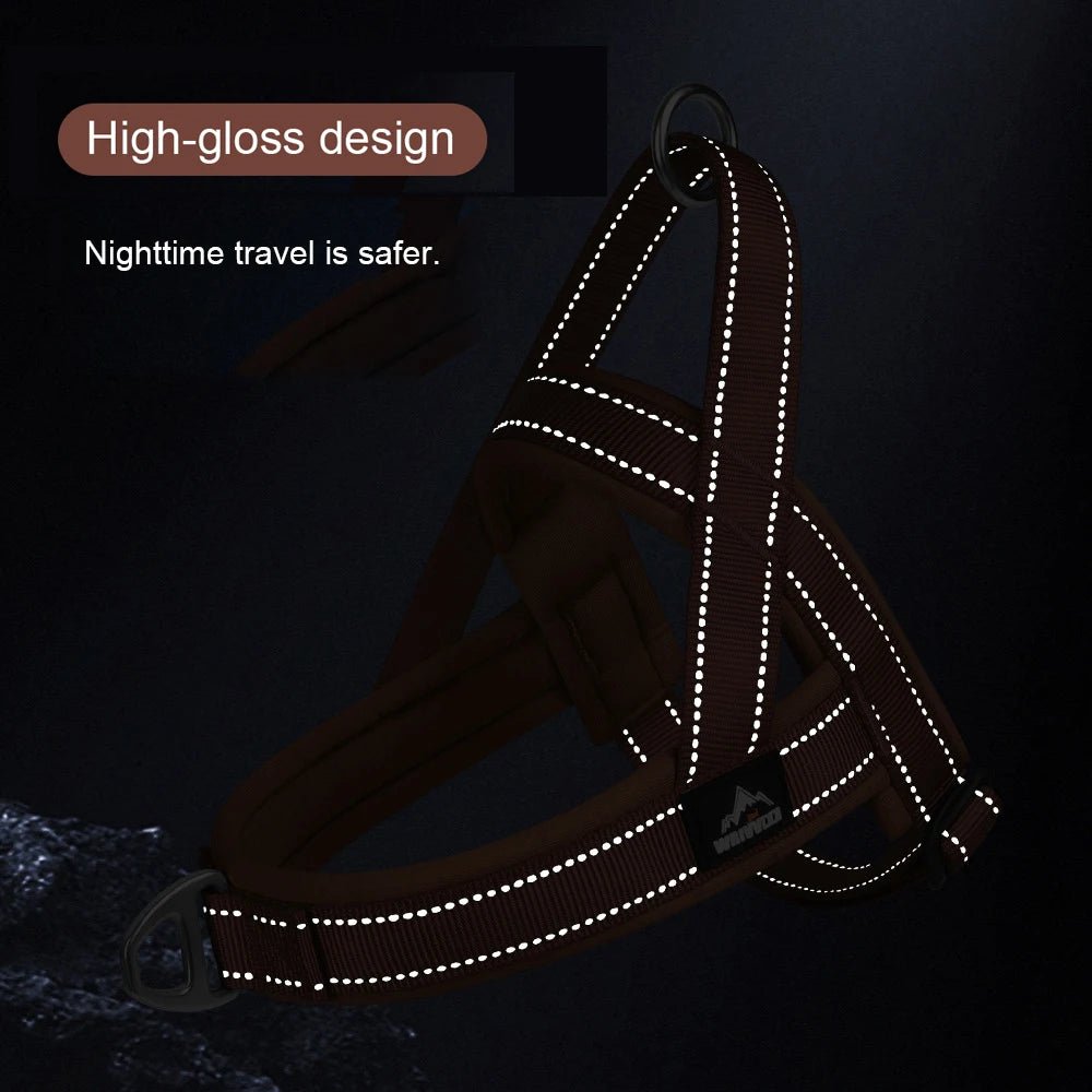 Escape-Proof No-Pull Dog Harness for Large Dogs, Heavy-Duty Front Clip Harness with Padded Chest, Reflective Strips for Safe Nig - Needora