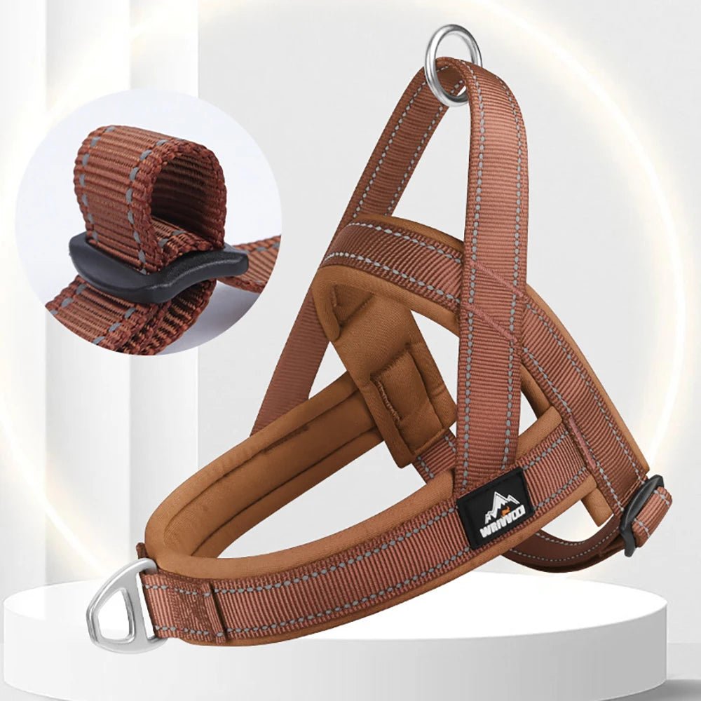 Escape-Proof No-Pull Dog Harness for Large Dogs, Heavy-Duty Front Clip Harness with Padded Chest, Reflective Strips for Safe Nig - Needora