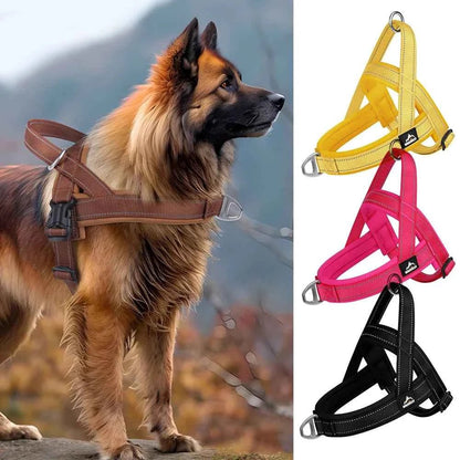 Escape-Proof No-Pull Dog Harness for Large Dogs, Heavy-Duty Front Clip Harness with Padded Chest, Reflective Strips for Safe Nig - Needora