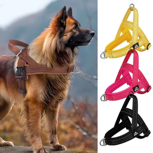 Escape-Proof No-Pull Dog Harness for Large Dogs, Heavy-Duty Front Clip Harness with Padded Chest, Reflective Strips for Safe Nig - Needora