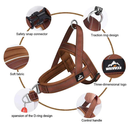 Escape-Proof No-Pull Dog Harness for Large Dogs, Heavy-Duty Front Clip Harness with Padded Chest, Reflective Strips for Safe Nig - Needora