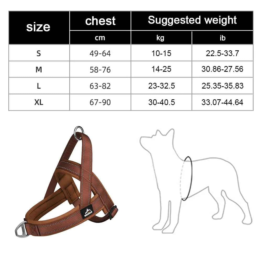 Escape-Proof No-Pull Dog Harness for Large Dogs, Heavy-Duty Front Clip Harness with Padded Chest, Reflective Strips for Safe Nig - Needora