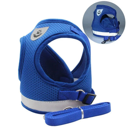 Escape Proof Reflective Cat Harness and Leash Set Adjustable Soft Mesh Pet Vest Harness for Puppy Kitten Outdoor Walking - Needora