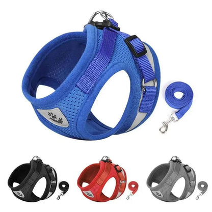 Escape Proof Reflective Cat Harness and Leash Set Adjustable Soft Mesh Pet Vest Harness for Puppy Kitten Outdoor Walking - Needora