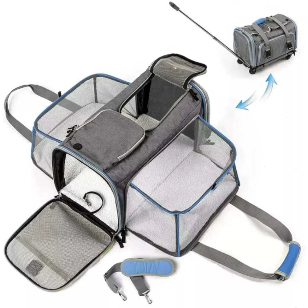 Fast Delivery Airline Approved Dog Carrier 2 Sides Expandable Pet Carrier with Wheels for Easy Travel Stock Storage Portable - Needora