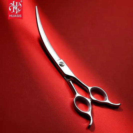 HUASIS 7 Inch New Fashion SUS440C Professional Pet Grooming Super Curved Scissors - Needora