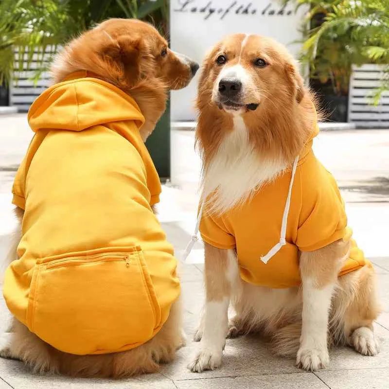 Large Dog Hoodie Sweatshirt - Autumn Winter Fleece Pet Jacket with Hat & Zipper Pocket, Sportswear - Needora