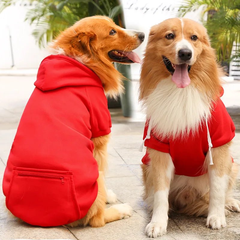 Large Dog Hoodie Sweatshirt - Autumn Winter Fleece Pet Jacket with Hat & Zipper Pocket, Sportswear - Needora