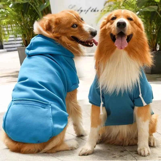 Large Dog Hoodie Sweatshirt - Autumn Winter Fleece Pet Jacket with Hat & Zipper Pocket, Sportswear - Needora