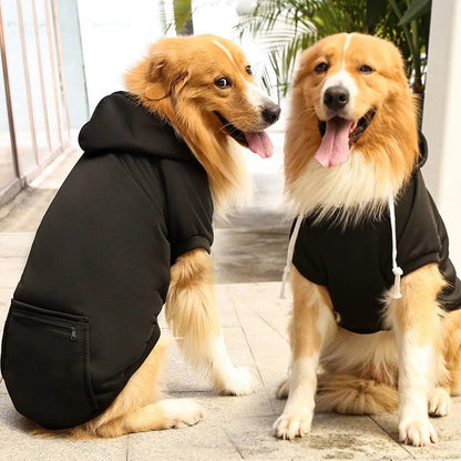 Large Dog Hoodie Sweatshirt - Autumn Winter Fleece Pet Jacket with Hat & Zipper Pocket, Sportswear - Needora