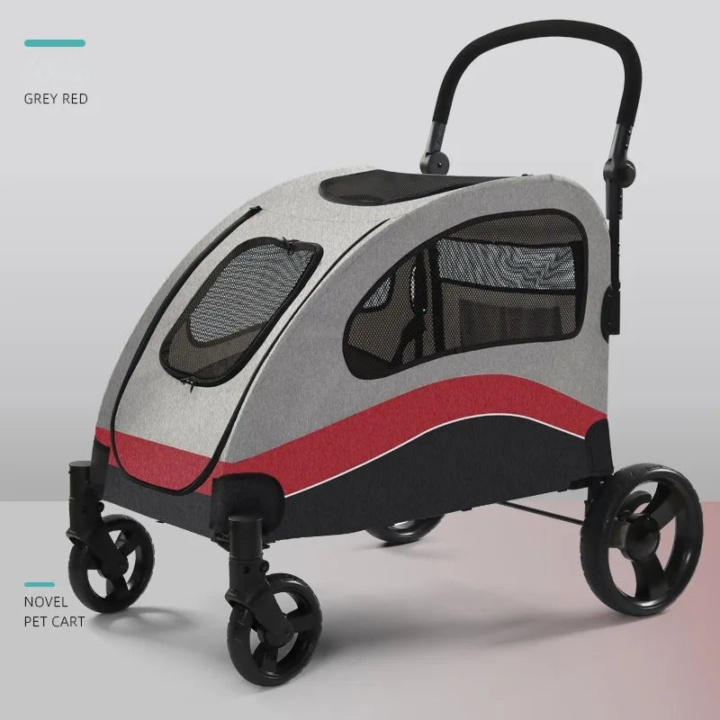 Large Storage 4-Wheel Pet Stroller Waterproof Breathable Jogger Cart for Large Dogs Folding Feature-Pet Carriers Travel Product - Needora