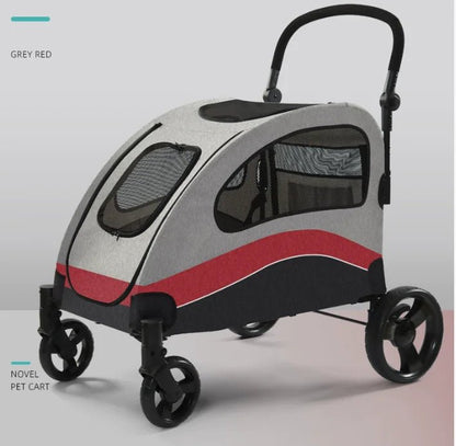 Large Storage 4-Wheel Pet Stroller Waterproof Breathable Jogger Cart for Large Dogs Folding Feature-Pet Carriers Travel Product - Needora