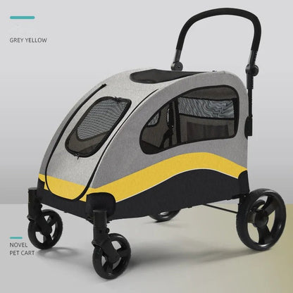 Large Storage 4-Wheel Pet Stroller Waterproof Breathable Jogger Cart for Large Dogs Folding Feature-Pet Carriers Travel Product - Needora