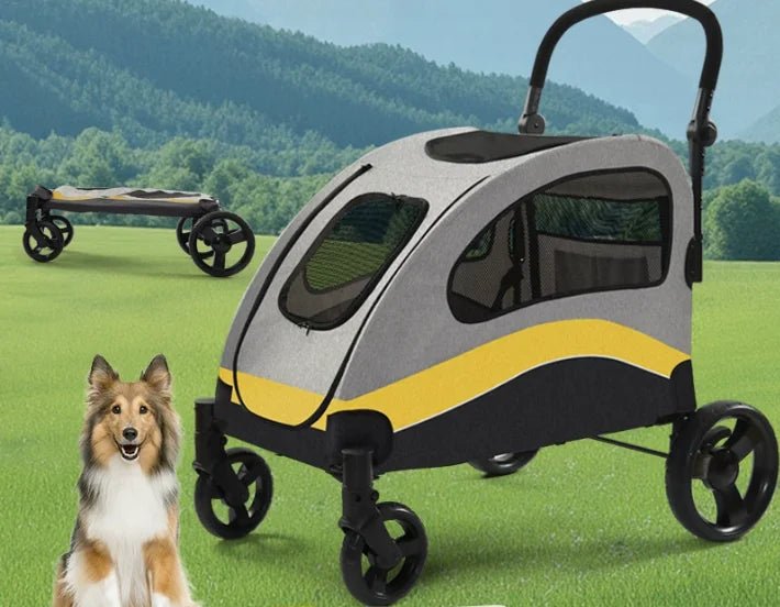 Large Storage 4-Wheel Pet Stroller Waterproof Breathable Jogger Cart for Large Dogs Folding Feature-Pet Carriers Travel Product - Needora